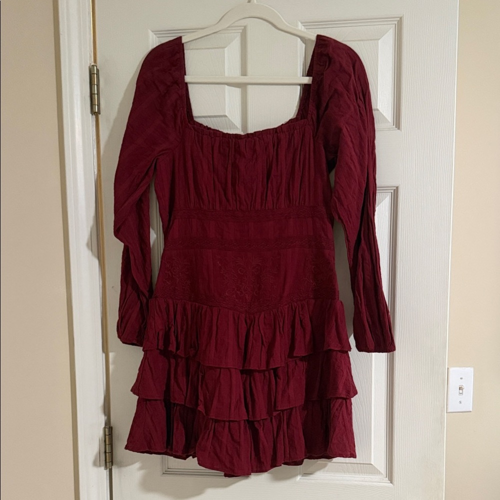 Altar'd State Wine Red/Burgundy Long Sleeve Dress